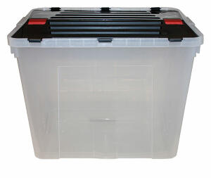 Ordnungsbox transp. 30L 31x42x34cm, mit Deckel - sortierte Farben