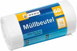 Mülleimerbeutel 18 Liter 60 Stück, 45x52cm - auf Rolle