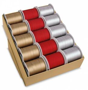 Ringelband Bicolour 30m x 10mm, Gold Rot Silber - matt - Präsent