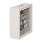 OOTB Weiße Holz-Spardose Travel Fund ca. 15 x 15 cm