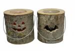 Windlicht aus Holz 15cm Motiv Halloween sortiert - mit...