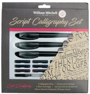 Standardgraph SCRIPT Füller Set 3 verschiedene Federn links  geneigt 8 farbige und 4 schwarze Patronen Converter und Schriftanleitung 1 Stück