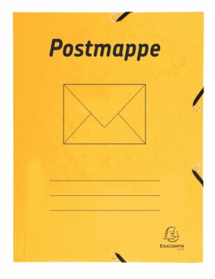 Exacompta EXACOMPTA Sammelmappe Postmappe - A4, 425 g/qm, Gummizug, 3 Klappen, gelb