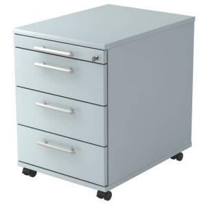Hammerbacher Rollcontainer - 42,8 x 59 x 58 cm, 3 Schübe, Relinggriff, Grau