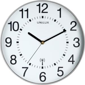 Unilux WAVE Wanduhr mit Funksteuerung metallgrau, Durchmesser: 30 cm, m. Batterie