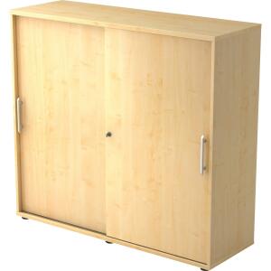 Hammerbacher Schiebetürschrank - 3OH, 120 cm, Relinggriff, Ahorn/Ahorn