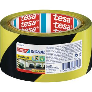 tesa Markierungsklebeband Universal - gelb/schwarz - 66 mm x 50 m