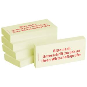BIZSTIX Haftnotizen "Bitte nach Unterschrift zurück an Ihren Wirtschaftsprüfer" - 75 x 35 mm, 5x 100 Blatt