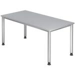 Schreibtisch 4-Fuß-Gestell rund - 160 x 68-76 x 80 cm, Grau/Silber