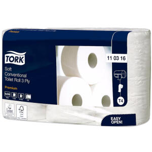 Tork Premium Toilettenpapier - 3-lagig, extra weich, mit Dekorprägung, hochweiß, 8 Rollen