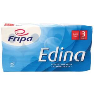FRIPA Toilettenpapier Edina - 3-lagig, geprägt, hochweiß, 8 Rollen à 250 Blatt