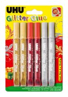 UHU Glitter Glue 6x10ml Blister 3 Farben sortiert