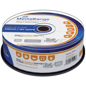 MediaRange DVD+R - 4.7GB/120Min, 16-fach/Spindel, bedruckbar, Packung mit 25 Stück
