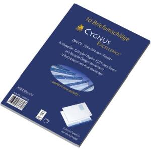 Cygnus Excellence Briefumschlag C4, haftkebend, weiß, Offset 100g, 10 Stück mit Fenster