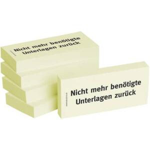 BIZSTIX Haftnotizen "Nicht mehr benötigte Unterlagen zurück" - 75 x 35 mm, 5x 100 Blatt