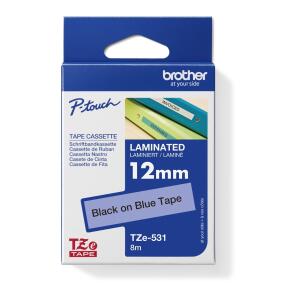 Brother TZe-531 Schriftbandkassette - laminiert, 12 mm x 8 m, schwarz auf blau