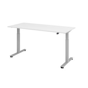 Hammerbacher Sitz-Steh-Schreibtisch mit T-Fuß - 180 x 72-119 x 80 cm, elektr. höhenverstellbar, Weiß