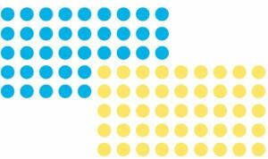 Franken Moderationsklebepunkt, Kreis, 19 mm, blau und gelb, 500 Stück je Farbe