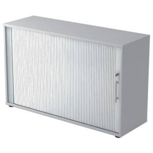 Hammerbacher Rollladenschrank - 2OH, 120 cm, Relinggriff, Grau/Silber