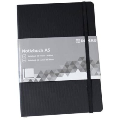 DONAU Notizbuch - A5, liniert, 192 Seiten, schwarz