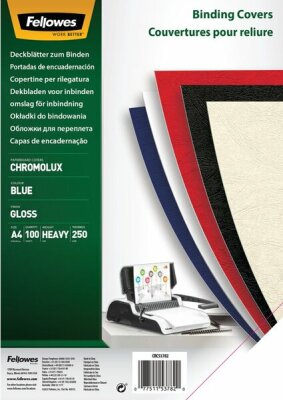 Fellowes Deckblätter Chromolux - A4, Karton 250 g/qm, rot, 100 Stück