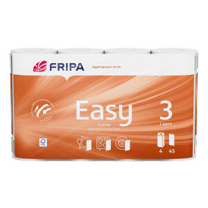 FRIPA Haushaltsrollen Easy - 3-lagig, geprägt, hochweiß, 4 Rollen à 45 Blatt