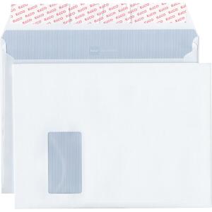 Elco Versandtasche documento - C4 plus, weiß, 120 g/qm, mit Fenster, Haftklebung, 20 mm Seitenfalte