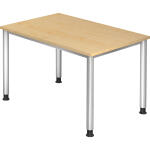 Schreibtisch 4-Fuß-Gestell rund - 120 x 68-76 x 80 cm, Ahorn/Silber