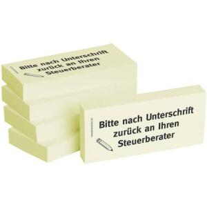 BIZSTIX Haftnotizen "Bitte nach Unterschrift zurück an Ihren Steuerberater" - 75 x 35 mm, 5x 100 Blatt