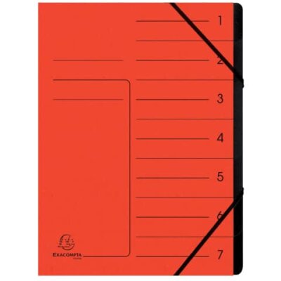 Exacompta EXACOMPTA Ordnungsmappe - 7 Fächer, A4, Karton, rot