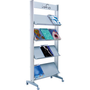 Paperflow Alu-Prospektständer mit 4 Metall-Ablagen für 12 Dokumente
