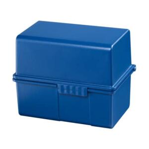 HAN Karteibox DIN A8 quer - für 200 Karten mit Stahlscharnier, blau