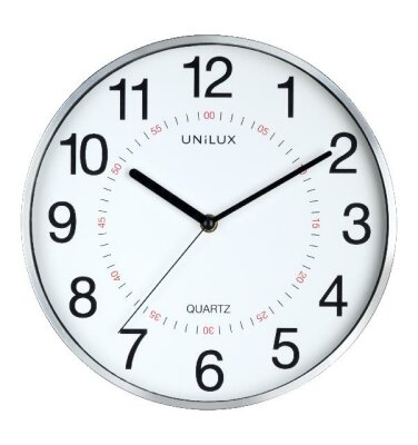 Unilux ARIA Wanduhr metallgrau, Durchmesser: 30,5 cm, Quarzuhrwerk