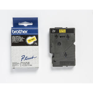 Brother TC-601 Schriftbandkassette - laminiert, 12 mm x 7,7 m, schwarz auf gelb