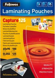 Fellowes Laminierfolie Capture - 95 x 65 mm, glänzend, 125 mym, 100 Stück