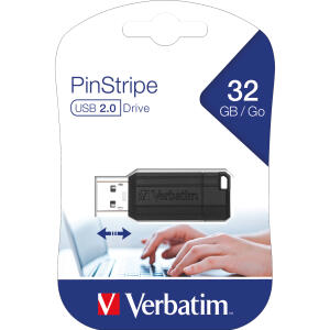 VERBATIM USB Stick 2.0 PinStripe - 32 GB, schwarz
