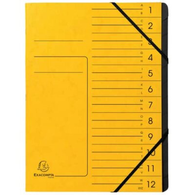 Exacompta EXACOMPTA Ordnungsmappe - 12 Fächer, A4, Karton, gelb