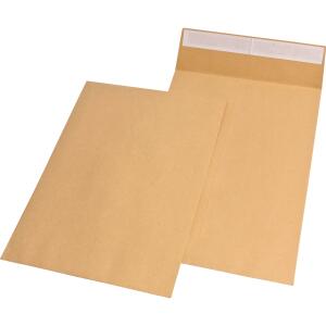 MAILmedia Faltentaschen - C4, ohne Fenster, 40 mm-Falte, Klotzboden, haftklebend, 120 g/qm, braun, 100 Stück