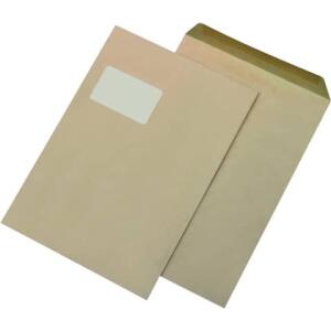 MAILmedia Versandtaschen Recycling - C4 , mit Fenster, gummiert, 90 g/qm, braun, 250 Stück