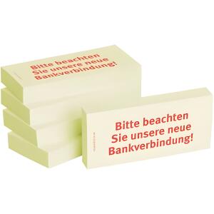 Haftnotizen "Bitte beachten Sie unsere neue Bankverbindung" -