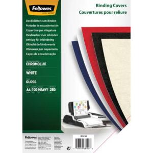 Q-Connect Deckblätter Chromolux - A4, Karton 250 g/qm, weiß, 100 Stück