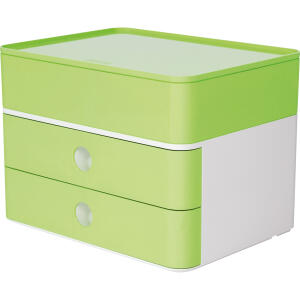 HAN SMART-BOX PLUS ALLISON Schubladenbox mit Utensilienbox - stapelbar, 2 Laden, snow white/lime green