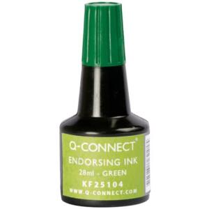 Q-Connect Stempelfarbe - ohne Öl, 28 ml, grün