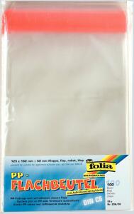 Flachbeutel PP 125x162x52 klar FOLIA 256/00  100St f.C6-Karte