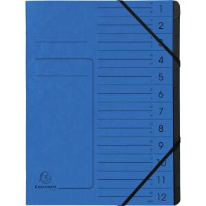 Exacompta EXACOMPTA Ordnungsmappe - 12 Fächer, A4, Karton, blau