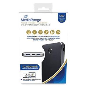 MediaRange Mobiles Ladegerät | Powerbank 10.000mAh mit USB-C™ Power Delivery Schnellladetechnologie
