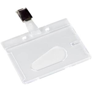 Q-Connect Ausweishülle mit Clip - 85 x 54 mm, Hartplastik, transparent, 10 Stück