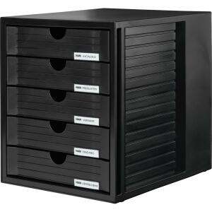 HAN Schubladenbox SYSTEMBOX - A4/C4, 5 geschlossene Schubladen, schwarz