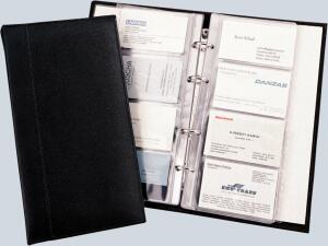 Visitenkartenringbuch 24,8x14,5 cm sw Alassio 44007 Leder f. 120 Karten