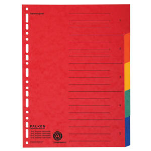Falken Falken Zahlenregister - 1-5, Karton farbig, A4, 5 Farben, gelocht mit Orgadruck